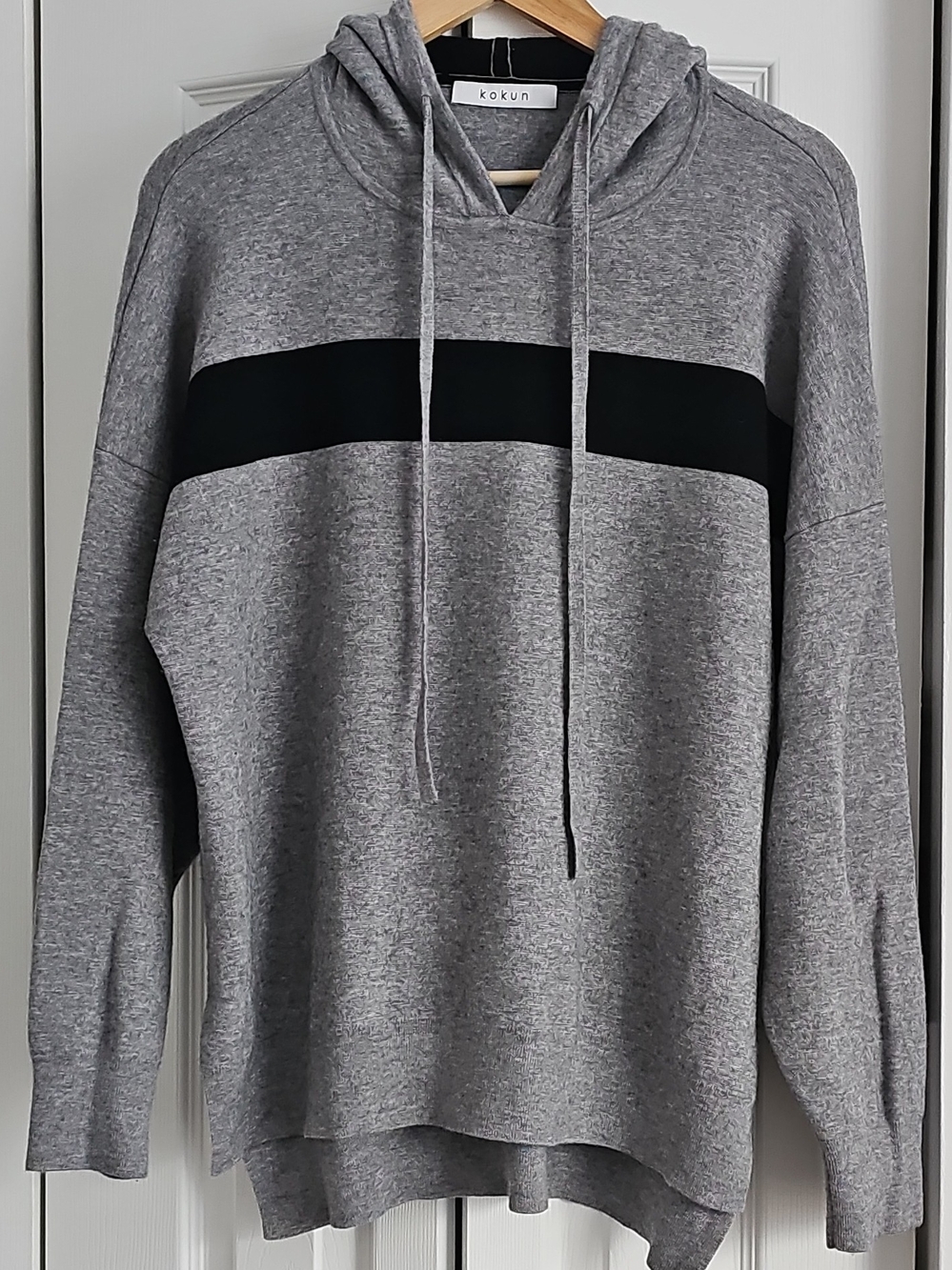 Kokun Gray Hoodie with Black Chest Stripe